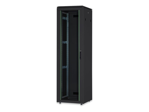 DIGITUS 36HE Unique Netzwerkschrank 600x600mm Glastür Schwarz DN-19 36U-6/6-B-1