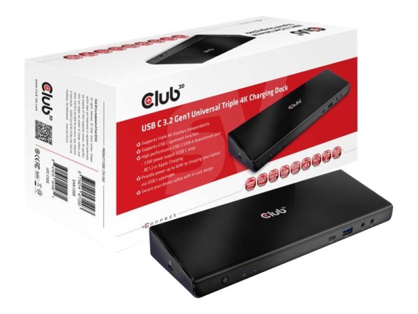 CLUB3D Club 3D USB Typ C Gen1 Universelle Triple 4K Docking Station mit Lad CSV-1562