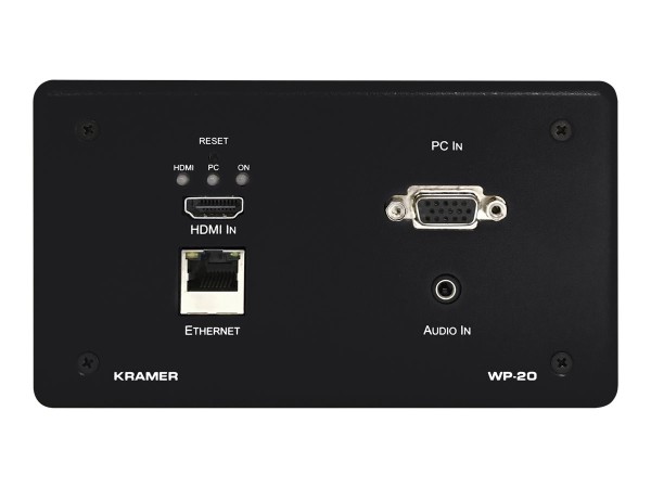 KRAMER KRAMER WP-20 schwarz 4K (UHD) Aktives Wand-Anschlussfeld & HDBaseT-Übertrager für HDMI und Compute