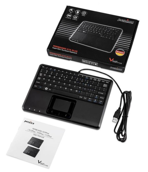 PERIXX PERIBOARD-510 H PLUS IT, Mini USB-Tastatur, Touchpad, Hub, schwarz PERIBOARD-510 H PLUS IT