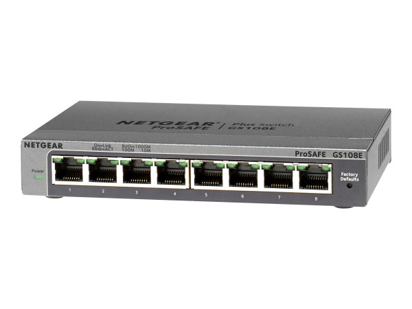 NETGEAR ProSafe Plus Unmanaged Switch - GS108Ev3 - 8-port Gigabit 10/100/10 GS108E-300PES