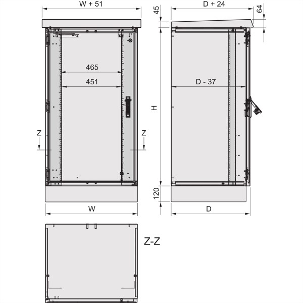 SCHROFF nVent SCHROFF 12349012 Outdoor-Schrank (B x H x T) 700 x 1200 x 600 12349012