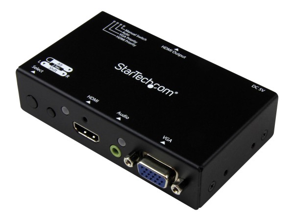 STARTECH.COM 2 Port HDMI + VGA auf HDMI Konverter Switch / Verteiler mit Vo VS221VGA2HD