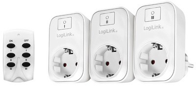 LogiLink Funkschalt-Set, 3er Set mit Fernbedienung, weiß