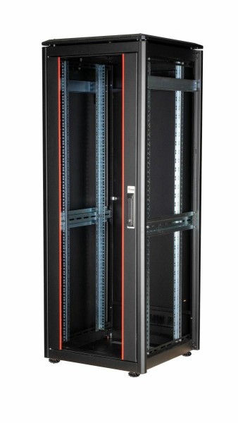 EQUIP Serverschrank 19" 32U 600x600mm Glastür schwarz EDF-32-6060-B-BIAA