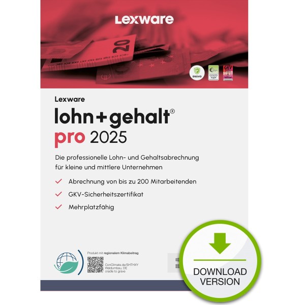 LEXWARE ESD lohn+gehalt pro 2025unbegrenzte Laufzeit Download 09172-2041