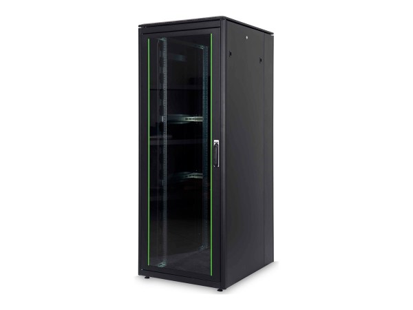 DIGITUS 42HE Unique Netzwerkschrank 800x1000mm Glastür Schwarz DN-19 42U-8/10-B-1