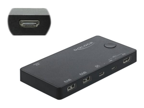 DELOCK HDMI / USB-C KVM Switch 4K 60 Hz mit USB 2.0 11477