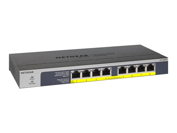 NETGEAR Switch / 8-Port Gigabit Ethernet PoE+ flex Unmanaged Switch GS108LP-100EUS