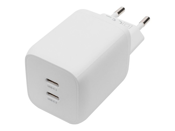 DIGITUS USB-Ladegerät, 2x USB-C, 65 Watt, weiß