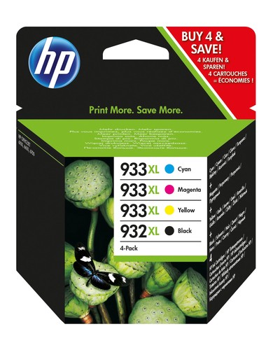 HP 932 Black 933 CMY Original Ink Cartridge 4-Pack 6ZC71AE
