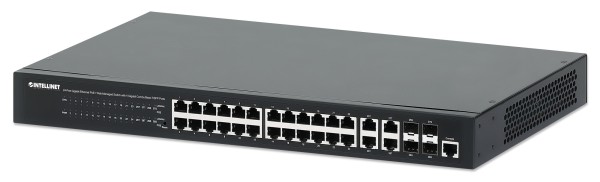 INTELLINET 24 Port Gigbit PoE+ Switch mit 4 SFP-Ports 561426