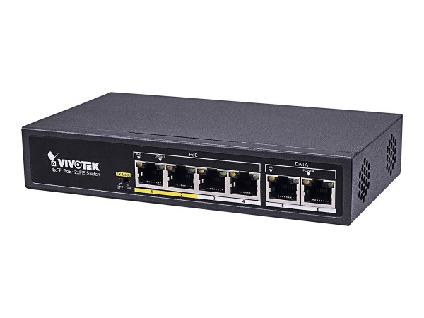 VIVOTEK AW-FET-060C-065 - Switch - nicht verwaltet - 4 x 10/100 (PoE+) + 2 x 10/100 - Desktop - PoE+