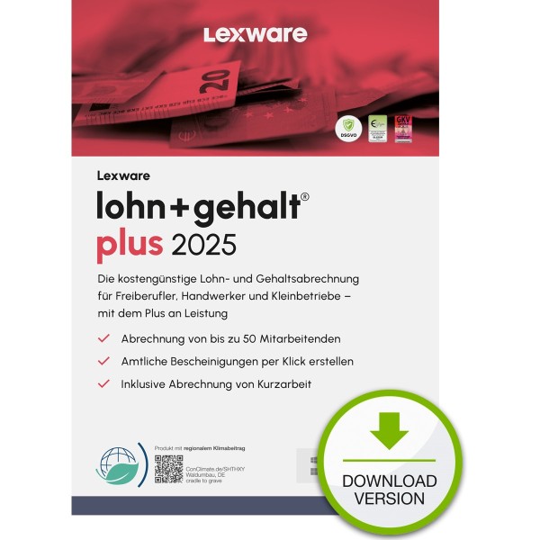 LEXWARE ESD lohn+gehalt plus 2025 unbegrenzte Laufzeit Download 08857-2044