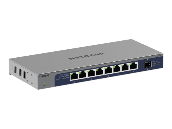 NETGEAR GS108X Unmanaged Switch, 8x 1G Ethernet Port + 1x 10Gb SFP+ Etherne GS108X-100EUS