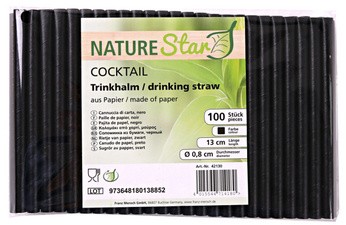 NATURE Star Papier-Trinkhalm "Cocktail", 130 mm, schwarz