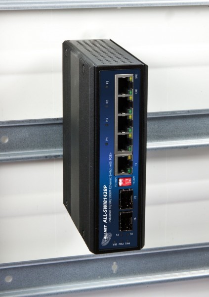 ALLNET ALLNET Switch industrial unmanaged 4 Port Gigabit 126W / 4x PoE+ / 1x LAN / 1x SFP oder 1x SFP / DIN