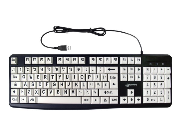 GEEMARC KBSV3 USB-Tastatur Deutsch, QWERTZ Weiß/Schwarz Extragroße Tasten, KBSV3_WH_GE