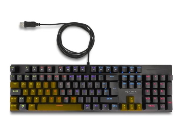 DELOCK Mechanische USB Gaming Tastatur kabelgebunden 1,6 m schwarz mit RGB 12115