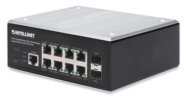 INTELLINET 8-Port Gb PoE+ Web-Managed Industrie-Switch 2xSFP 508278