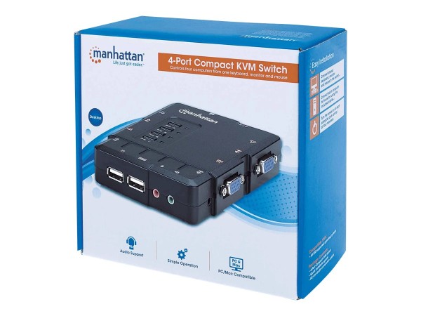 KVM Switch 4-Port MANHATTAN Kompakt (USB/VGA/Audio) 151269