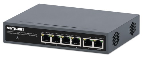 INTELLINET 6-Port PoE Powered Gbit PoE+ Switch Passthr. 60W 562034