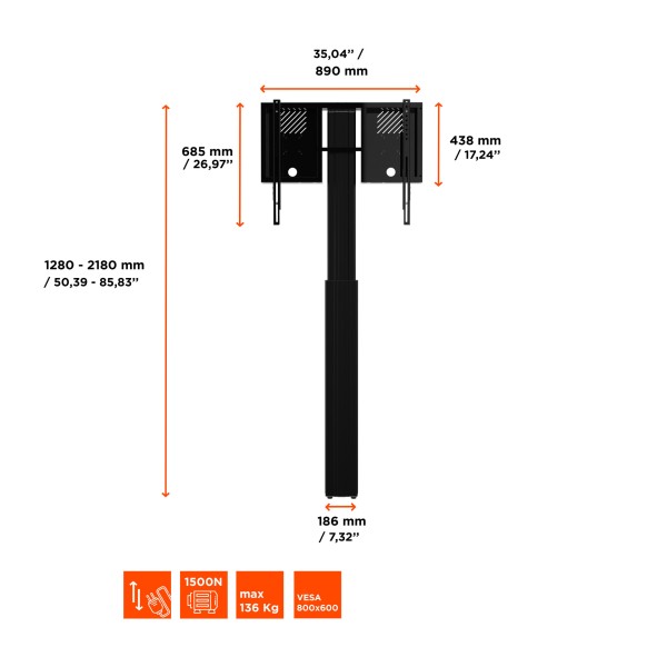 CELEXON CELEXON Expert elektrisch höhenverstellbarer Display-Ständer Adjust-4286WB mit Wandbefestigung - 9