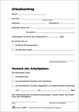 RNK Verlag Vordruck Urlaubsantrag, Block, SD, DIN A5 2916