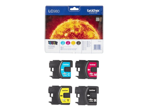 BROTHER LC980VALBP 4er Pack Schwarz, Gelb, Cyan, Magenta Tintenpatrone LC980VALBP