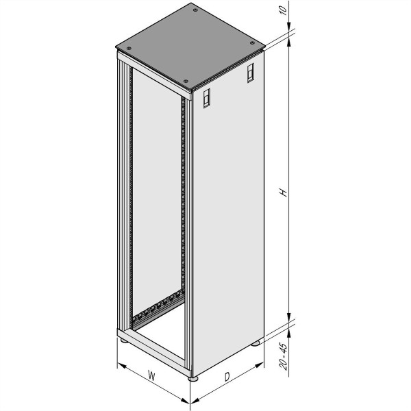 SCHROFF 10130004 Netzwerk-/Serverschrank-Leergehäuse 600 x 2000 x 800 Licht 10130004