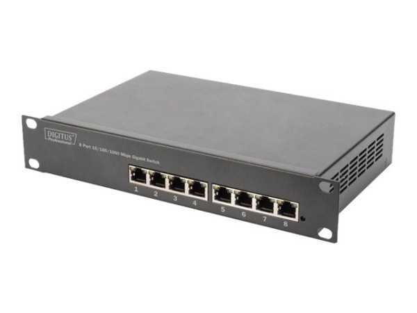 DIGITUS 25,4cm 10Zoll 8-Port Gigabit Ethernet Switch 8 x 10/100/1000Mbps RJ DN-80114