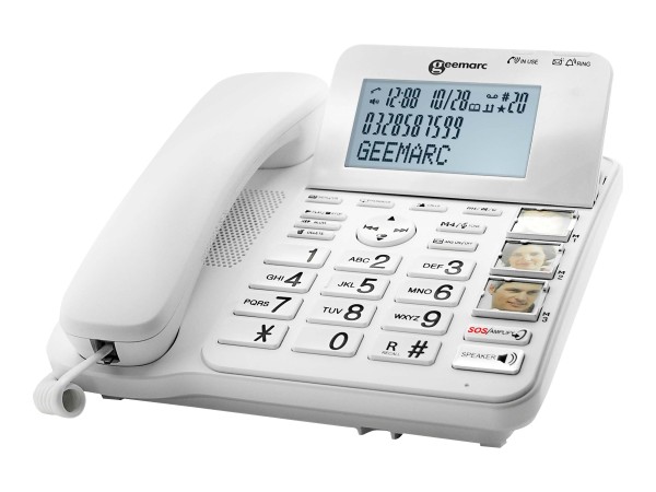 GEEMARC CL595 Schnurgebundenes Seniorentelefon Anrufbeantworter, Freisprech CL595_WH_VDE