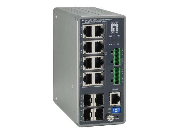 LEVELONE LEVEL ONE LEVELONE Industrial Switch 12-Port L3 Lite Gigabit PoE 240W