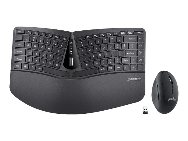 PERIXX PERIDUO-606B, DE, Tastatur- und Maus Set, kabellos, ergonomisch, sch PERIDUO-606B