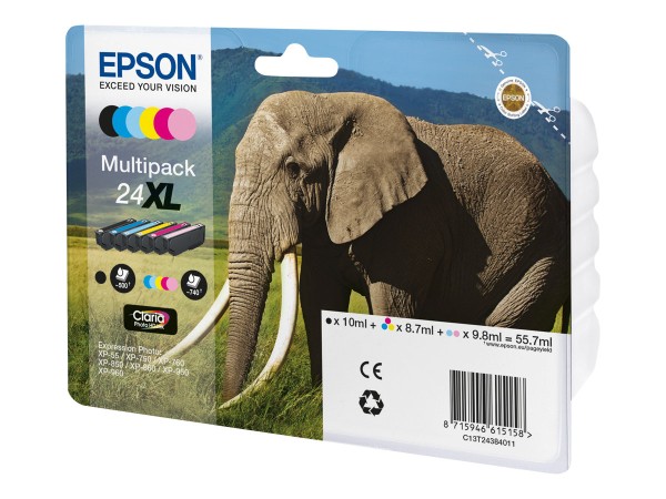 EPSON 24XL Multipack 6er Pack XL Schwarz, Gelb, Cyan, Magenta, hell Magenta C13T24384021