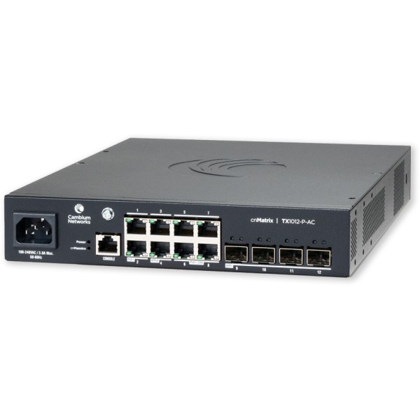 CAMBIUM NETWORKS cnMatrix TX 1012-P-AC - 200W POE Switch 8 x 1gbps & 4 SFP+ MXTX1012GXPA00