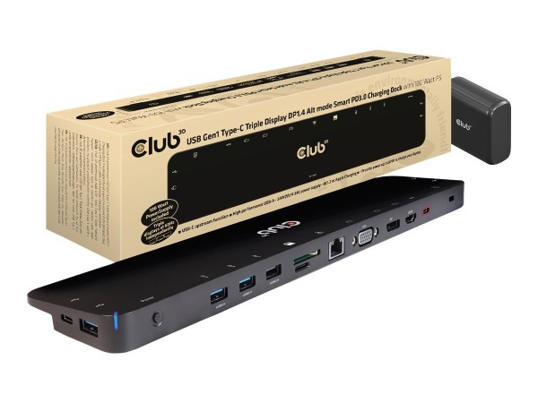 CLUB3D 4K ChargingDock USB-C ->5xUSB3/DP/HDMI/VGA/LAN 100W retail CSV-1565
