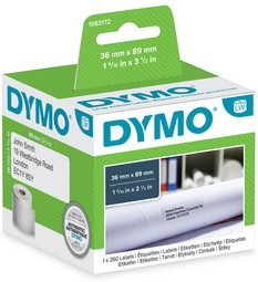 DYMO LabelWriter-Adress-Etiketten, 89 x 36 mm, transparent