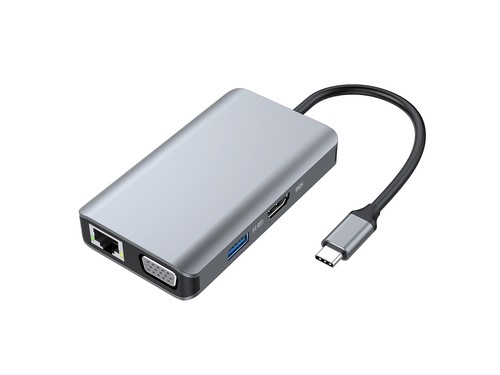 CONCEPTRONIC Dock USB-C->HDMI,VGA,GbE,3xUSB3.0,100WPD 0.25m DONN21G
