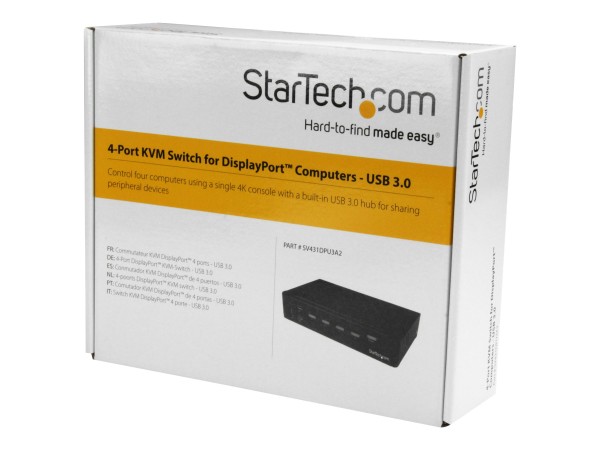 STARTECH.COM 4 Port DisplayPort KVM Switch - DP KVM Umschalter mit USB 3.0 SV431DPU3A2