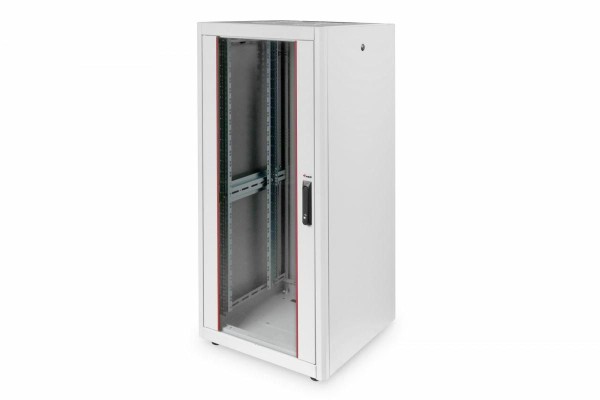 EQUIP Serverschrank 19" 26U 600x600mm Glastür grau EBF-26-6060-G-BAAA