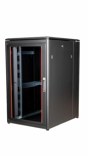 EQUIP Serverschrank 19" 26U 800x1000mm Glastür schwarz EDF-26-8010-B-HJAA