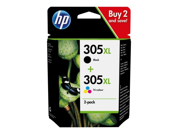 HP 305XL 2-Pack High Yield Tri-color/Black Original Ink Cartridge 6ZA94AE