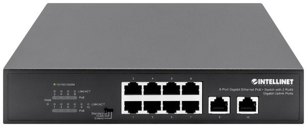 INTELLINET INTELLINET 8-Port Gigabit PoE+ Switch 2 RJ45-Ports 120W