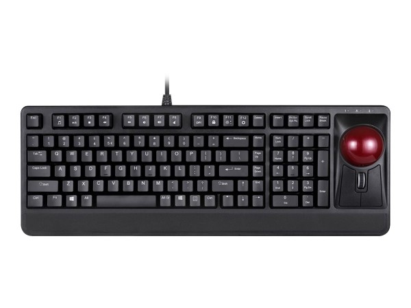 PERIXX PERIBOARD-522, kabelgebundene Tastatur mit Trackball, US Layout, sch PERIBOARD-522