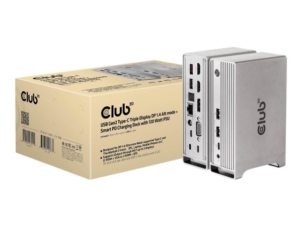 CLUB3D CLUB3D 4K ChargingDock USB-C ->6xUSB3/DP/2xHDMI/VGA/LAN 120W retail