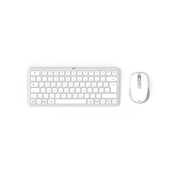 HAMA Multi-Device-Tastatur-Maus-Set WKM-500 kabellos klein Weiss QWERTZ (00 00173062