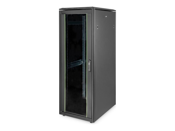 DIGITUS 32U Unique Netzwerkschrank 600x800mm Glastür Schwarz DN-19 32U-6/8-B-1