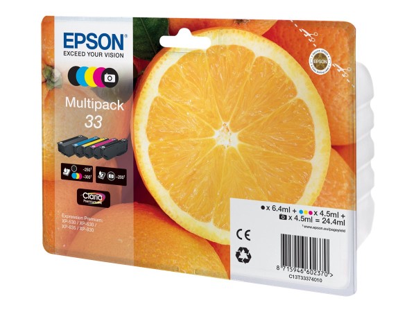 EPSON 33 Multipack 5er Pack Schwarz, Gelb, Cyan, Magenta, Photo schwarz Tin C13T33374010