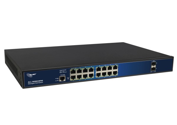 ALLNET Switch full managed 16 Port Gigabit 280W 16x PoE+ 2x SFP Lüfterlos 1 ALL-SG8618PM